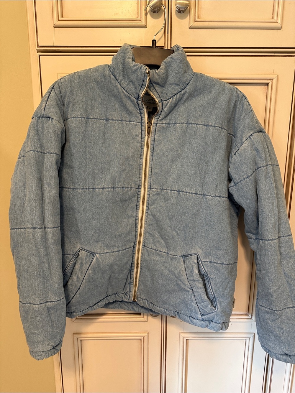 Super cute fun stylish Light Blue Denim Puffer Jacket